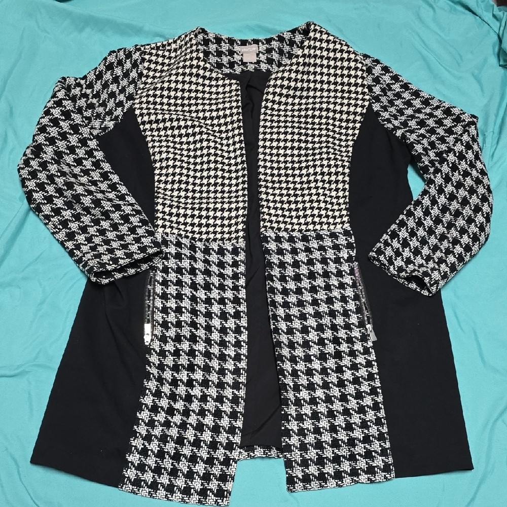 Chico's Black and White Houndstooth Jacket